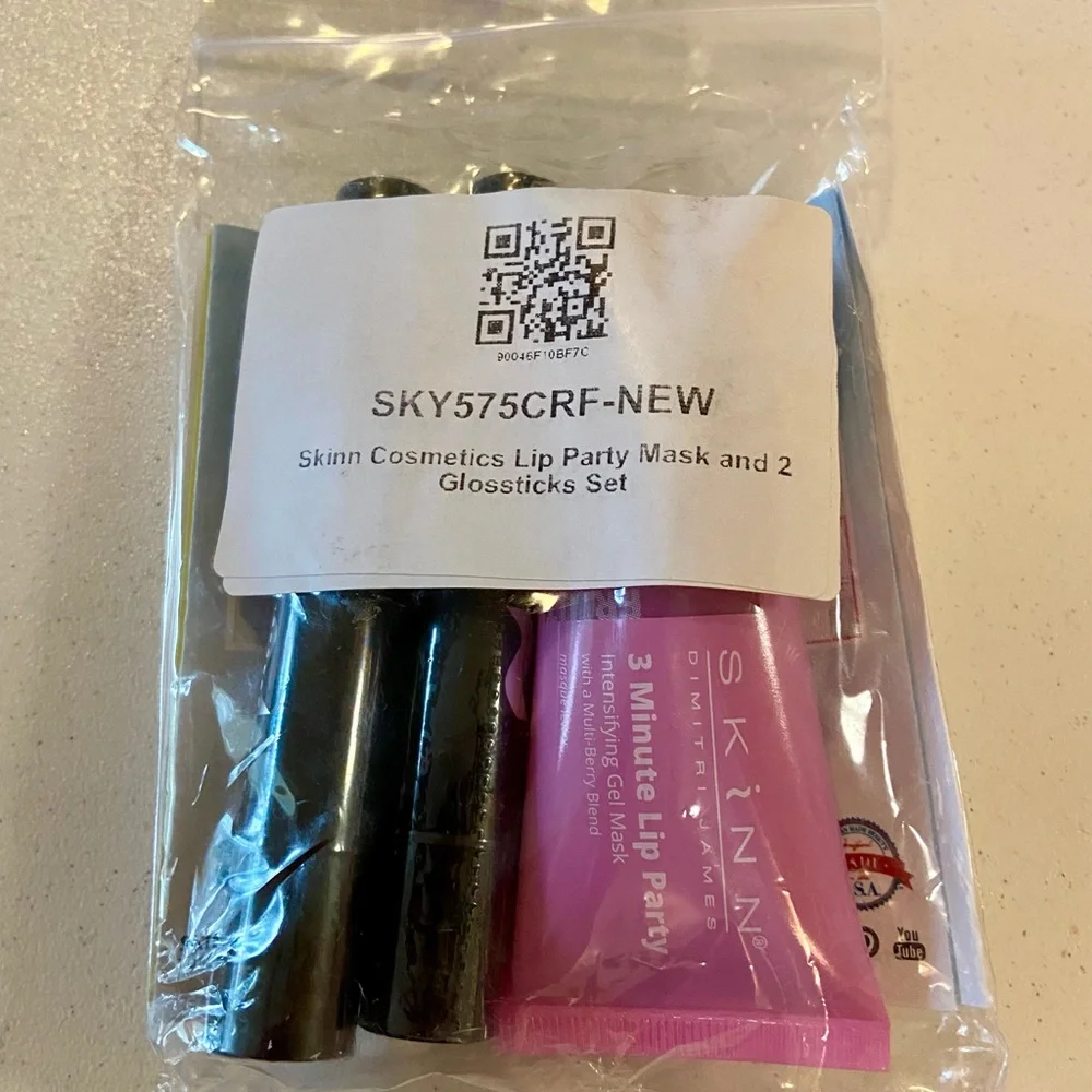 💎 Skinn Cosmetics Lip Party Mask and 2 Glossticks Bundle Set 3 Pieces New